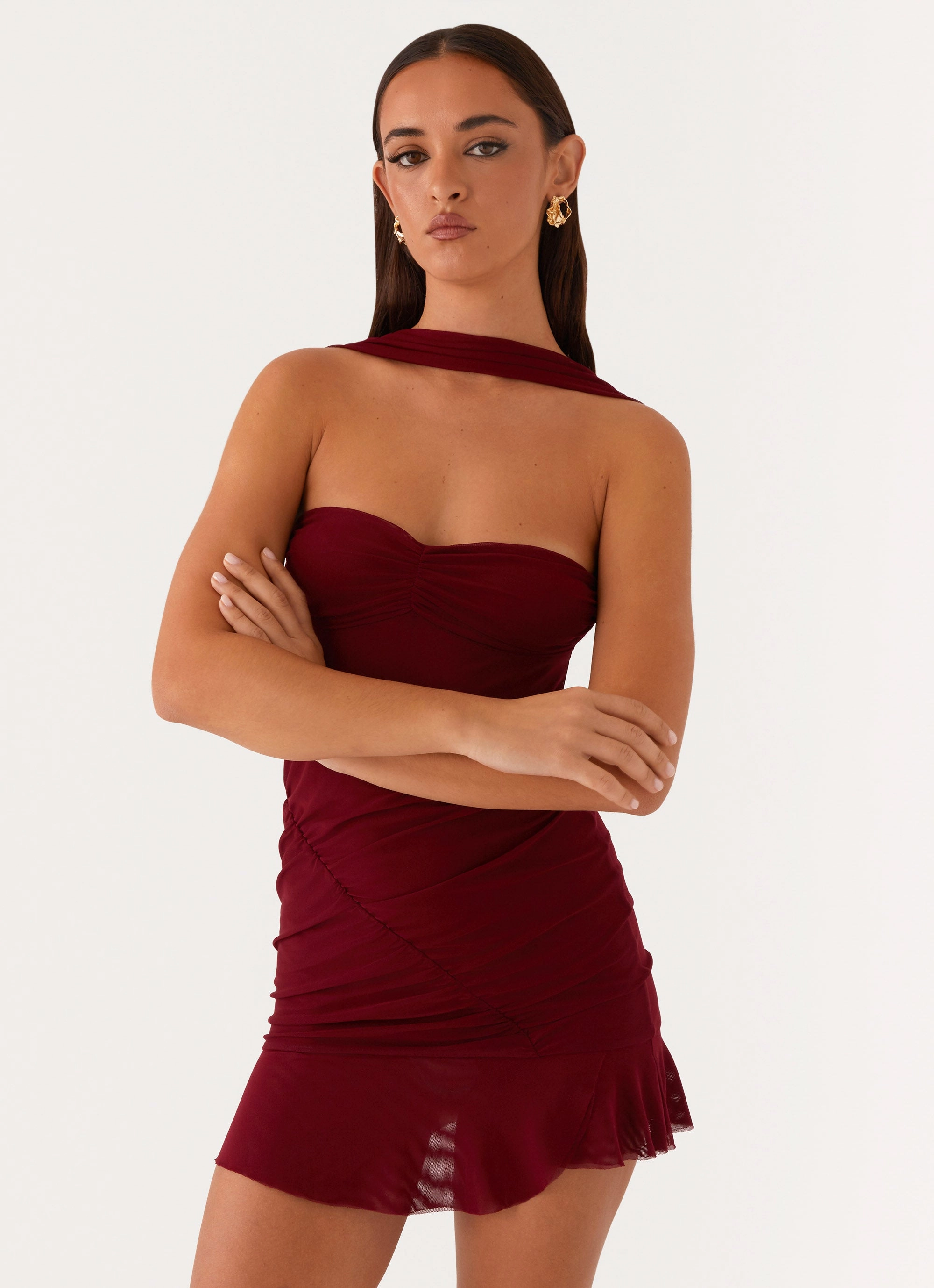 Pari Open Back Mini Dress - Mulberry Premium Quality Flattering Style Fit