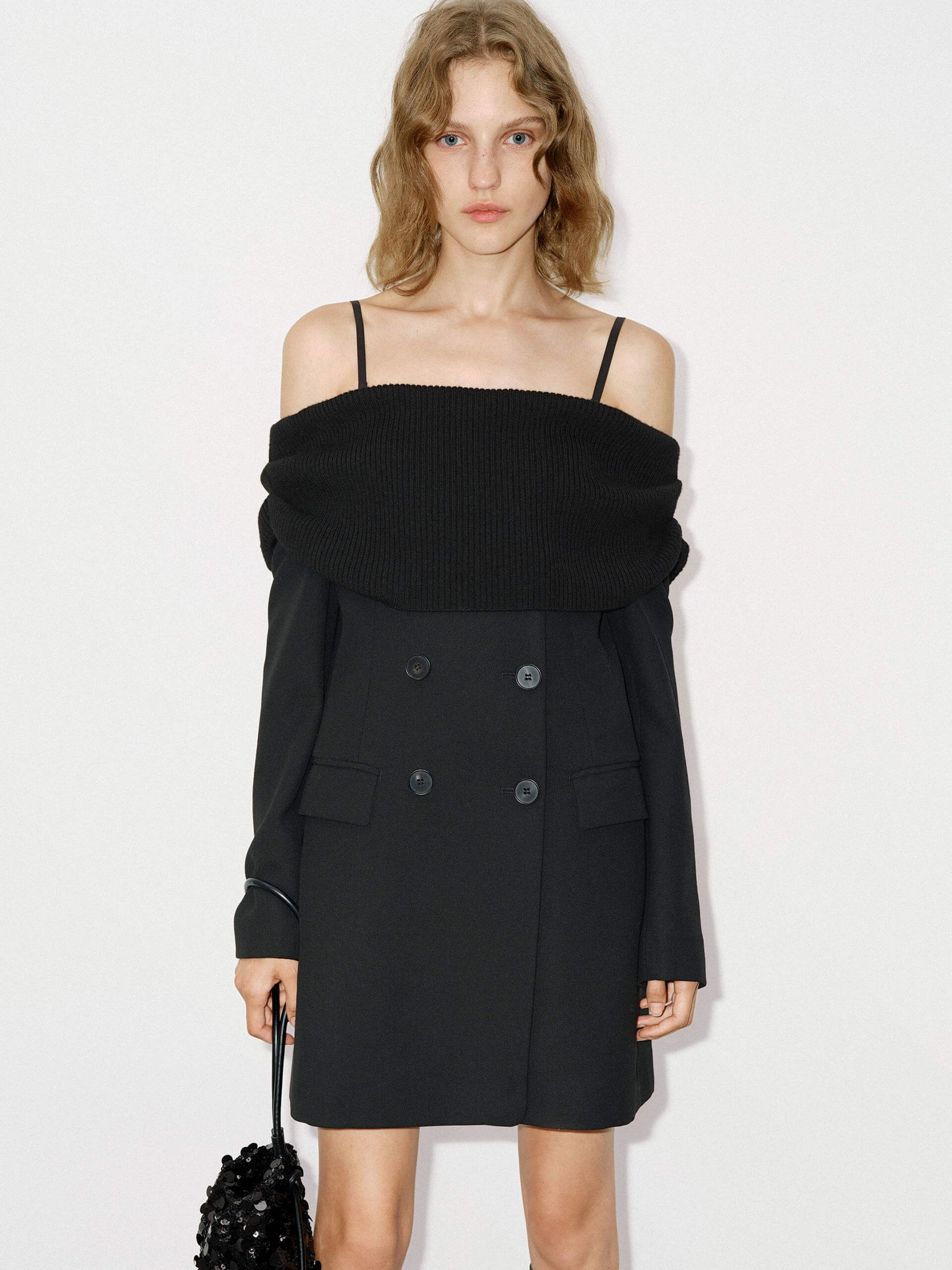 Elegant formal piece Ombre-Effect Wool Mini Blazer Dress