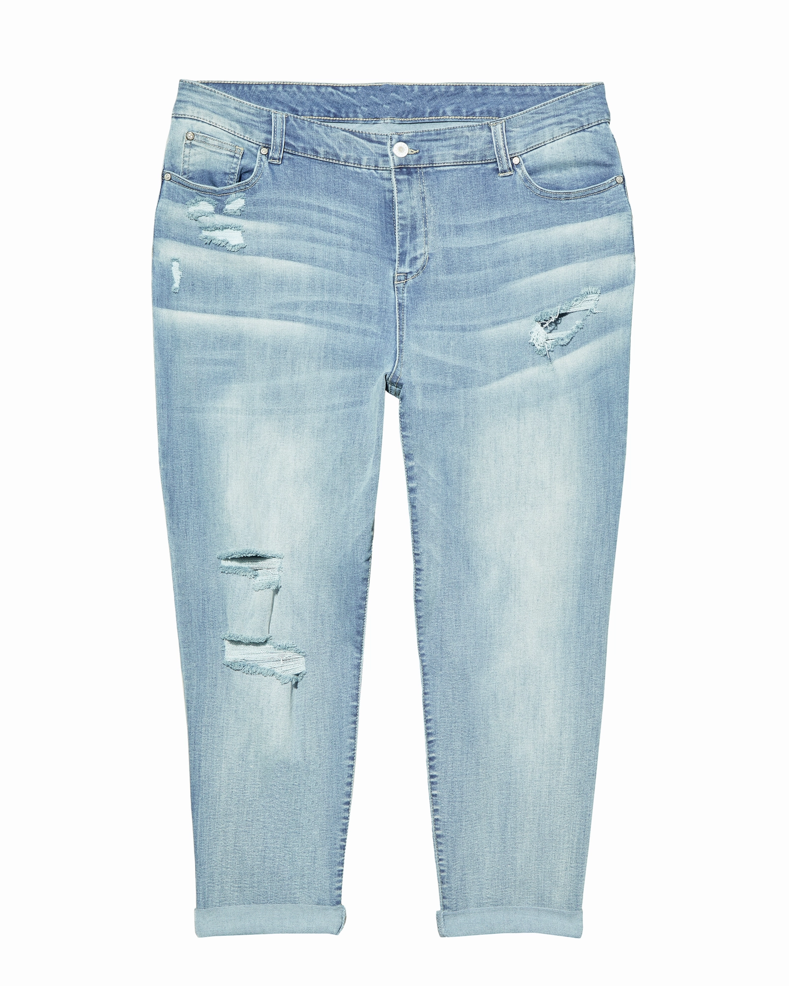 Wythe Mid Rise Cuffed Boyfriend Jean with Destruction | Light Wash Tailored Cut Go To Look