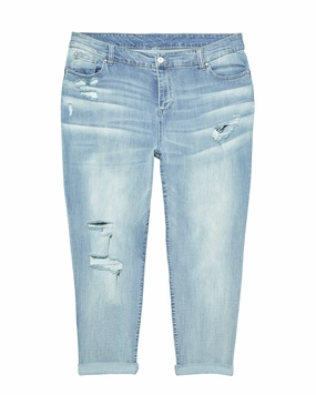 Wythe Mid Rise Cuffed Boyfriend Jean with Destruction | Light Wash Tailored Cut Go To Look