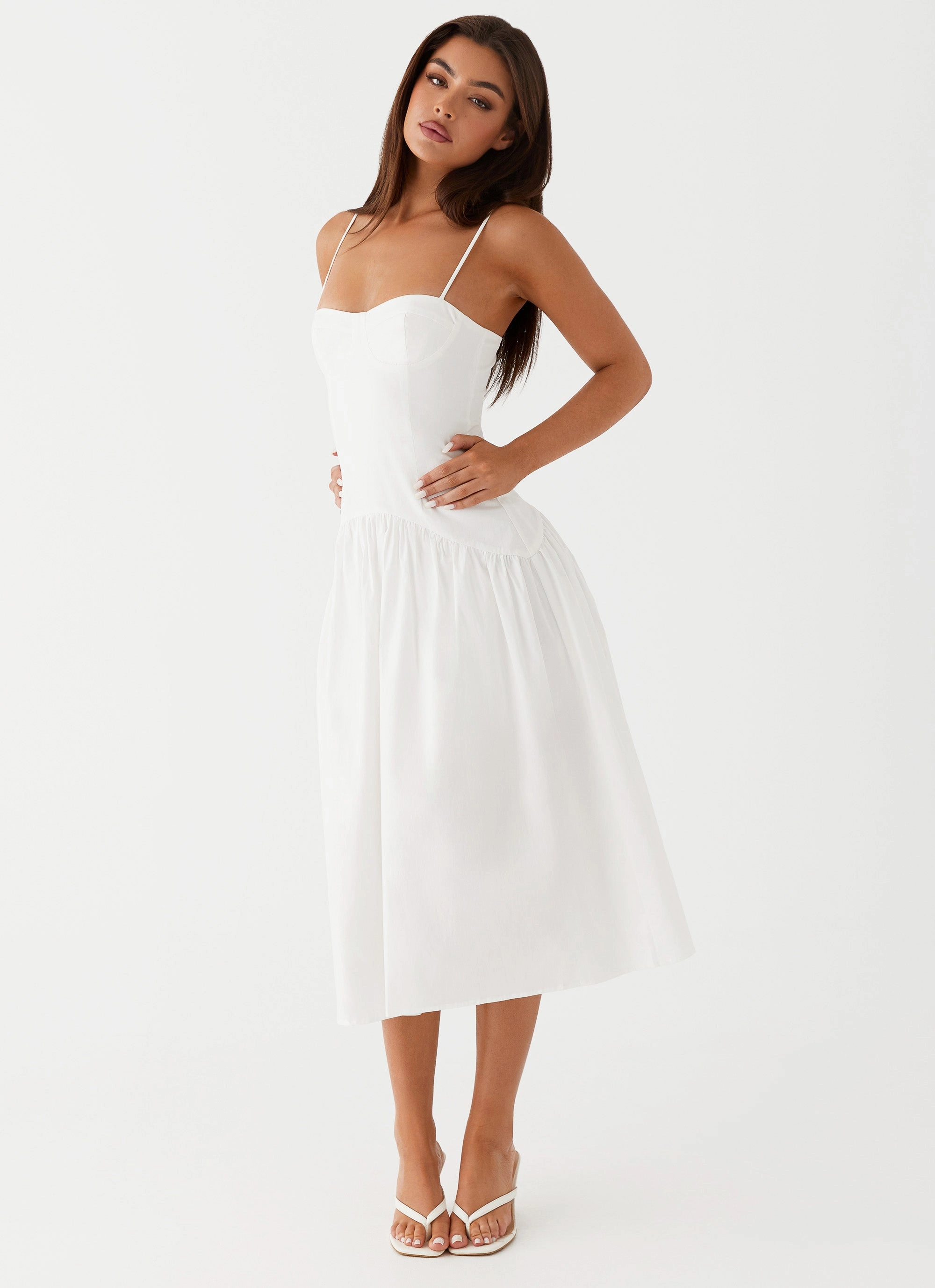 Yvette Corset Midi Dress - White Insulating-Lining Bold Statement