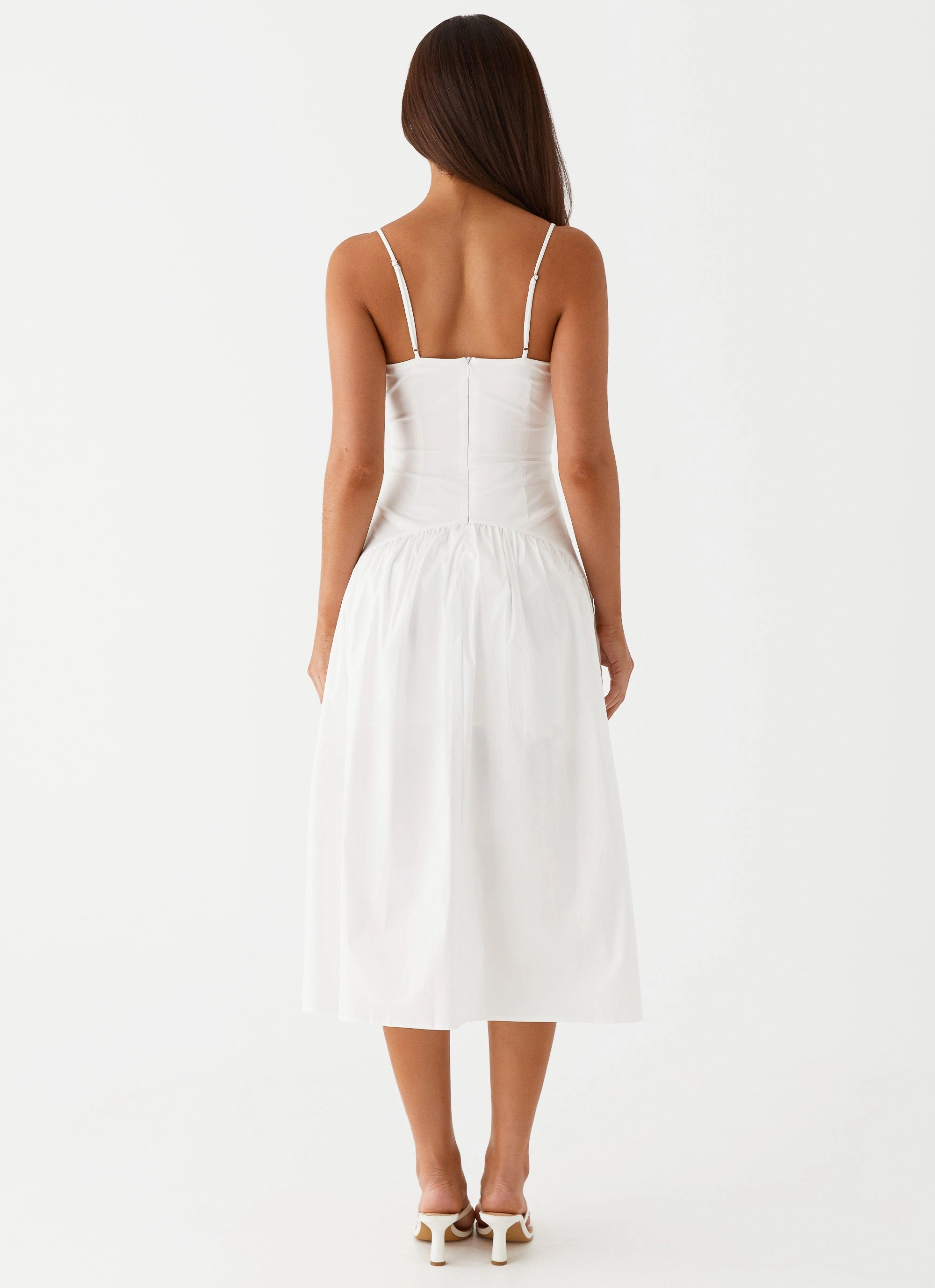 Yvette Corset Midi Dress - White Layering Comfort Cool Finish