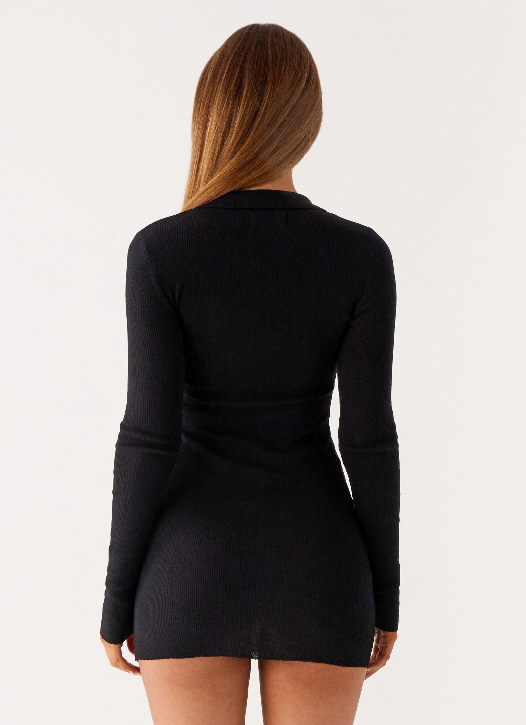 Theater-Night Playful touch Off Duty Polo Dress - Black