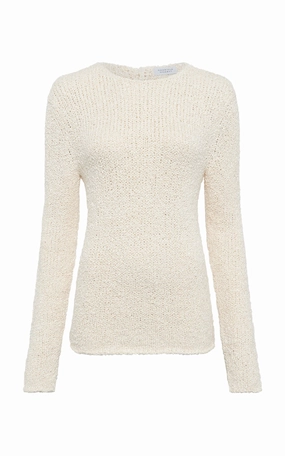 Machine Washable Design LanolinFree Wool Processing Evaki Knit Sweater in Ivory Silk Boucle