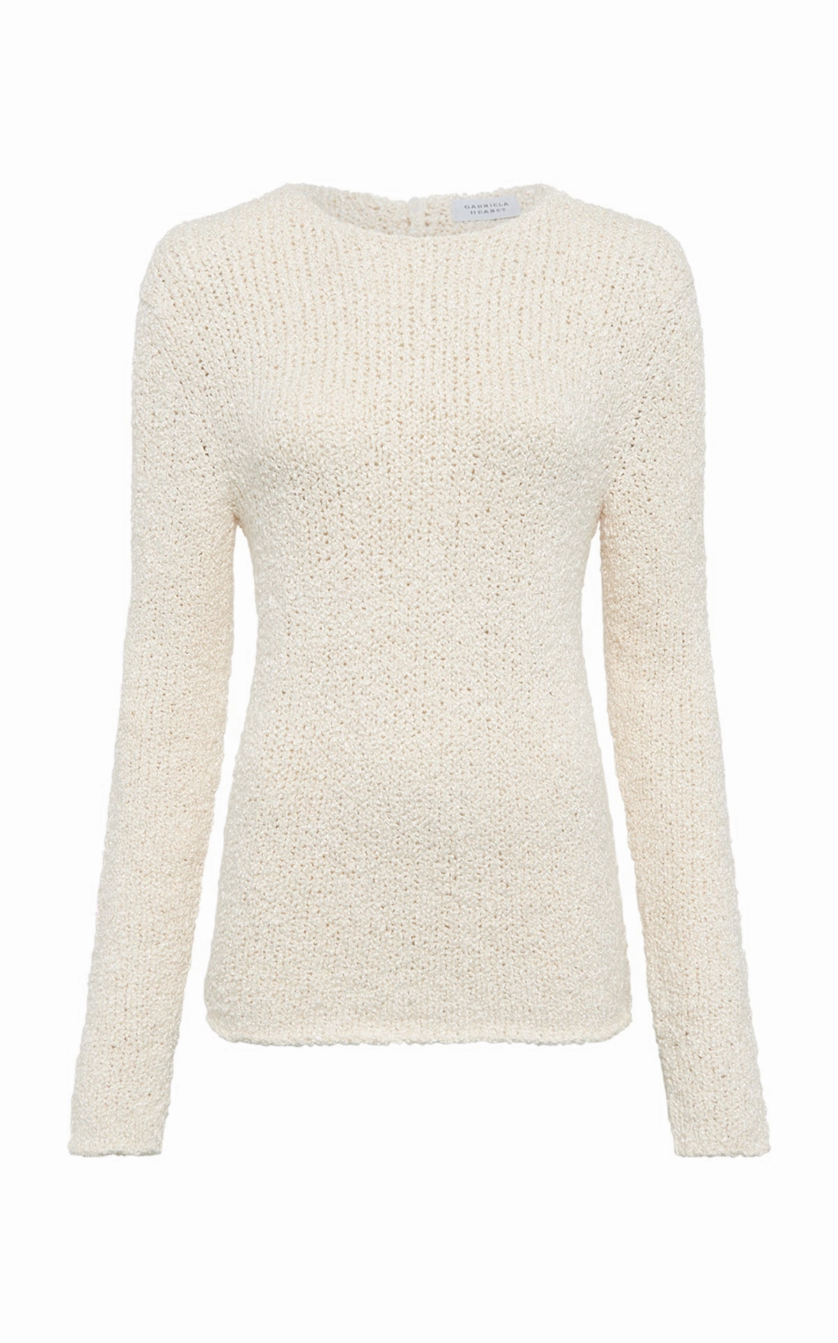 EcoFriendly Dye Basic Layer Evaki Knit Sweater in Ivory Silk Boucle