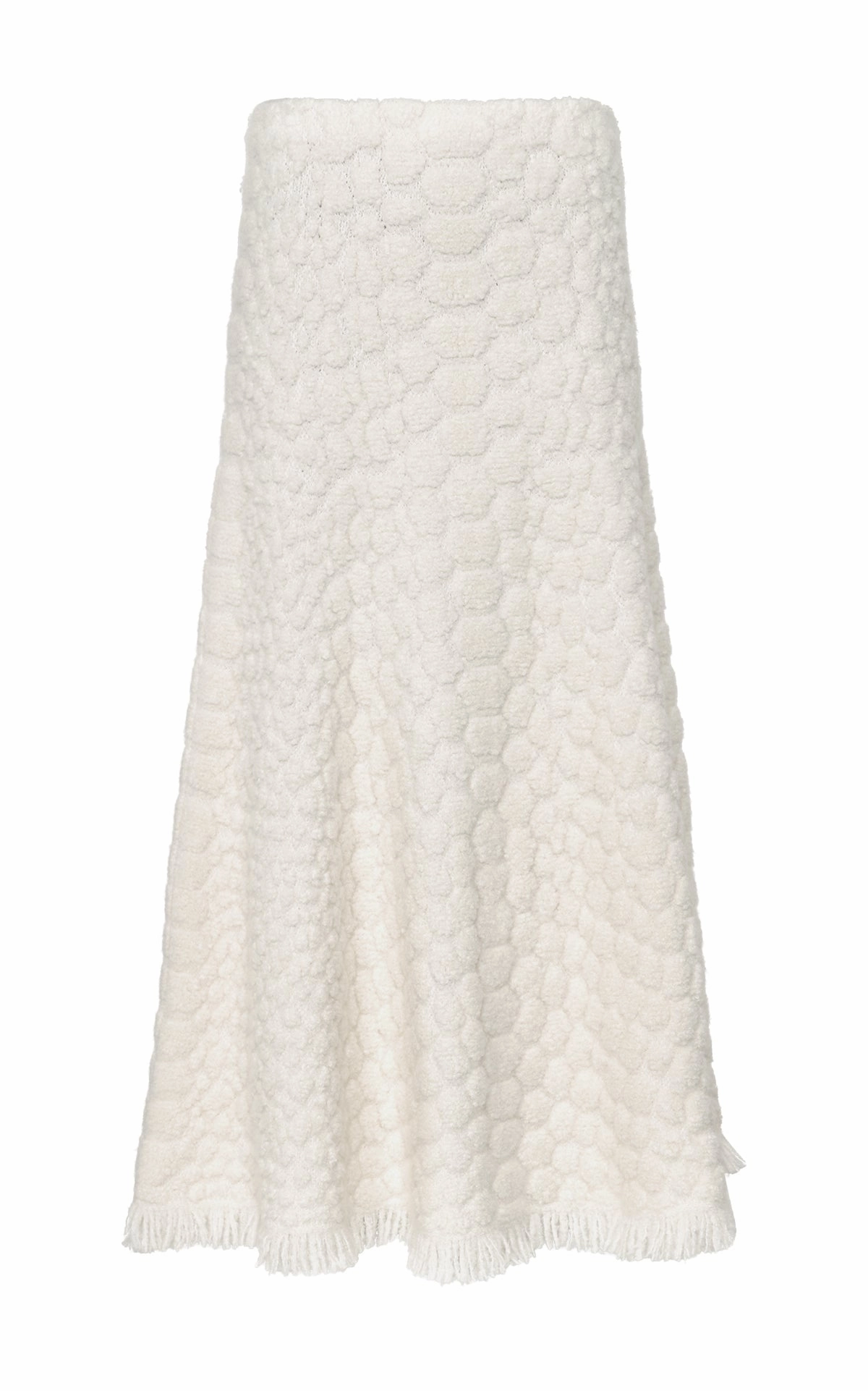 Cozy Interior Fleece Kanta Fringe Knit Midi Skirt in Ivory Cashmere