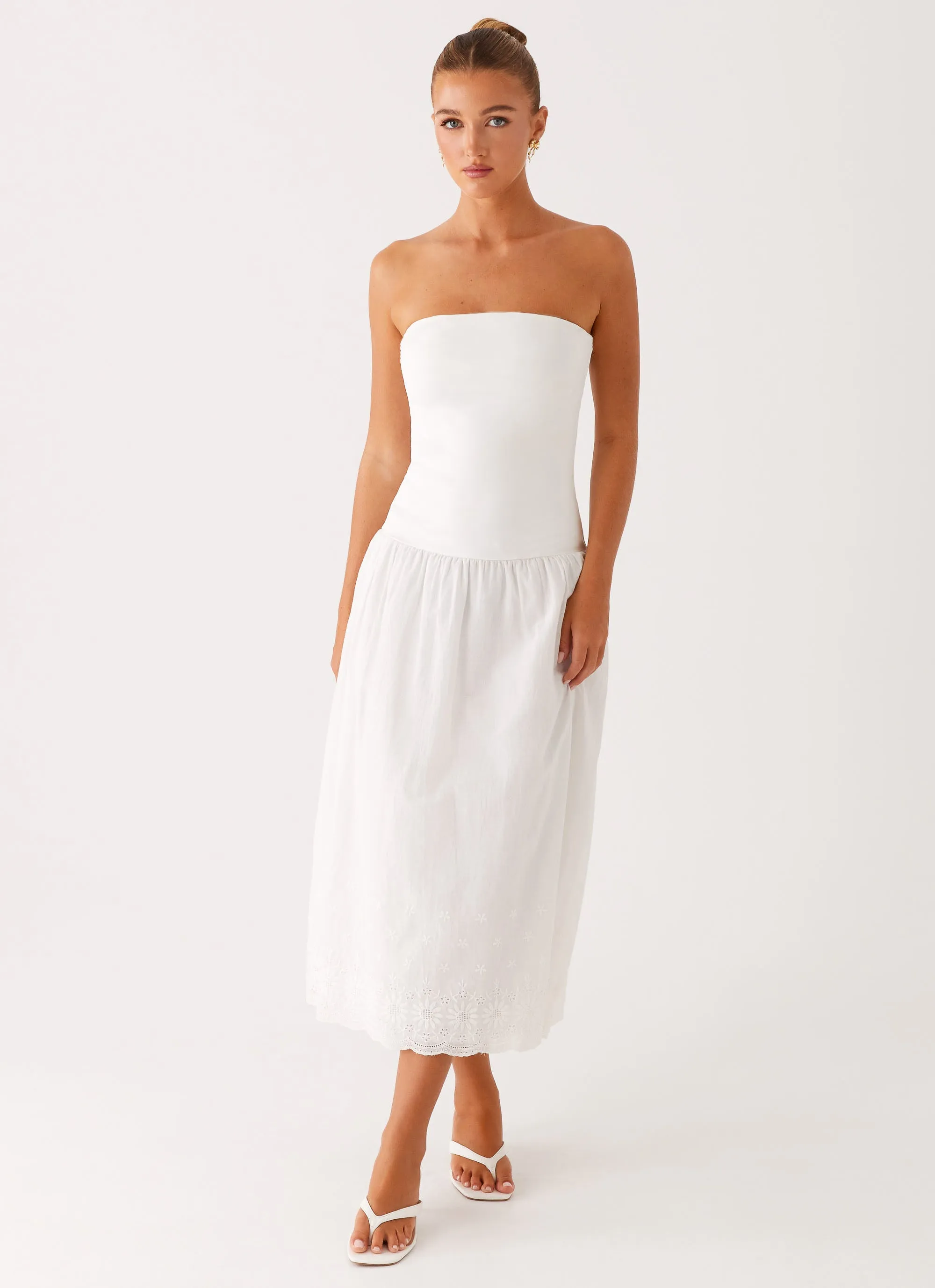 Cherry Skies Midi Dress - White Chic Fit