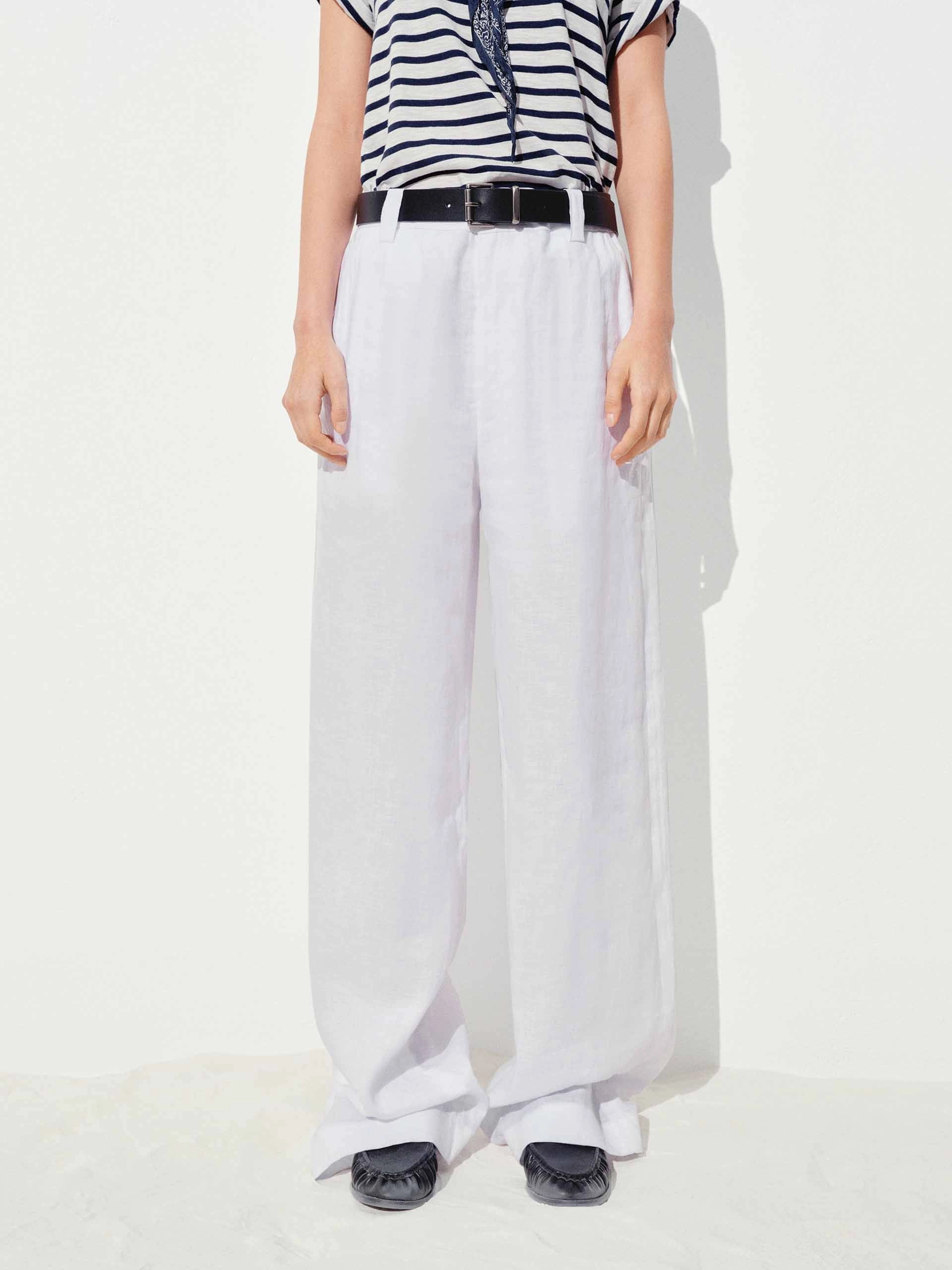 Sporty Chic Linen Straight Trousers