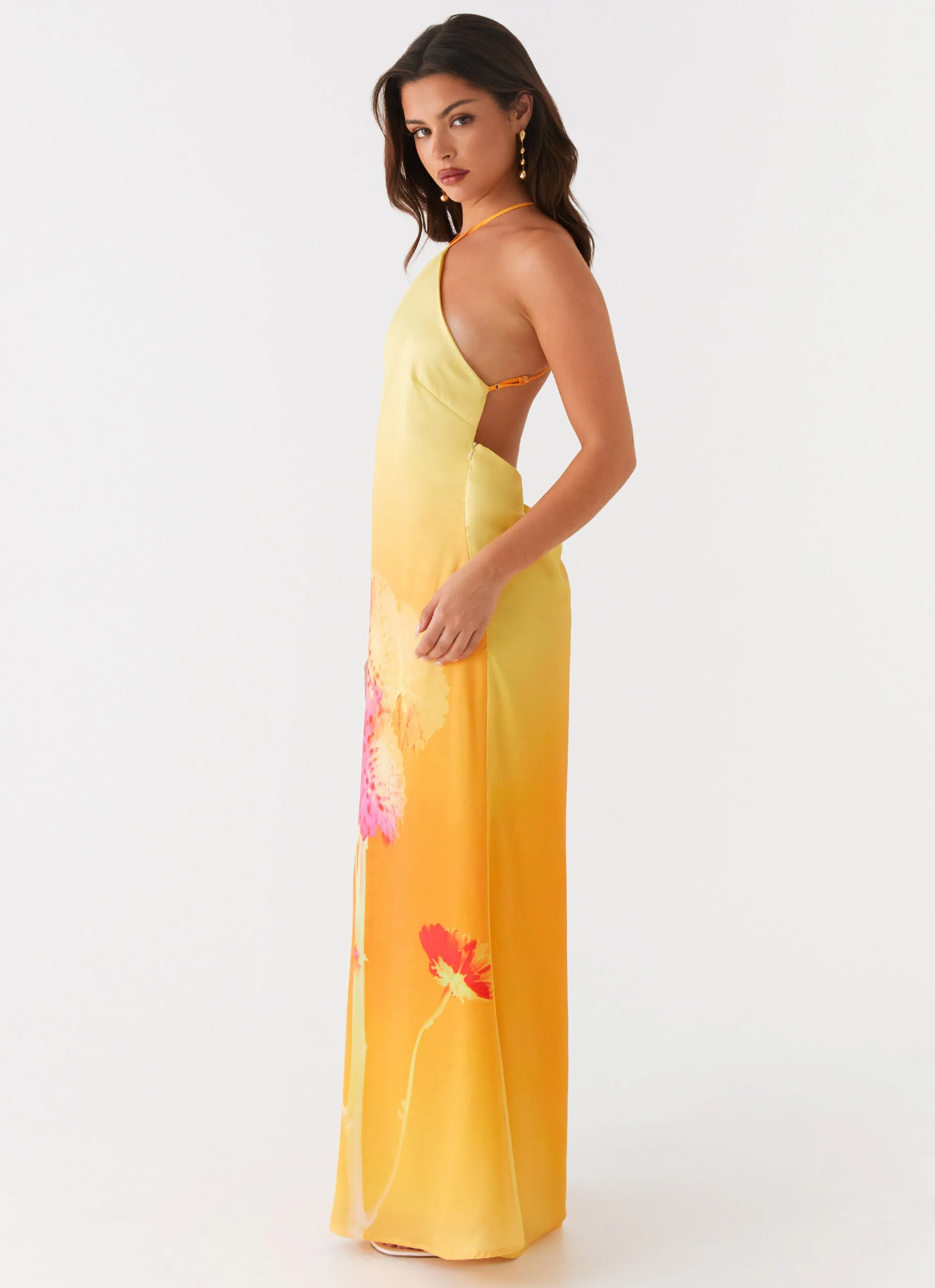Hidden Pocket Chloe Maxi Dress - Orange Floral