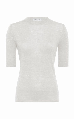 Morning Chill Snug Style Chryse Knit T-Shirt in Ivory Cashmere Silk with Hemp