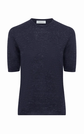 Chryse Knit T-Shirt in Navy Cashmere Silk with Hemp Everyday Neutral skin friendly
