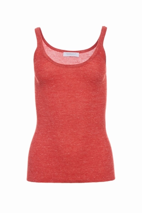 Cinxia Knit Tank Top in Antelope Orange Cashmere Silk with Hemp HighElasticity Fabric Clean Cut