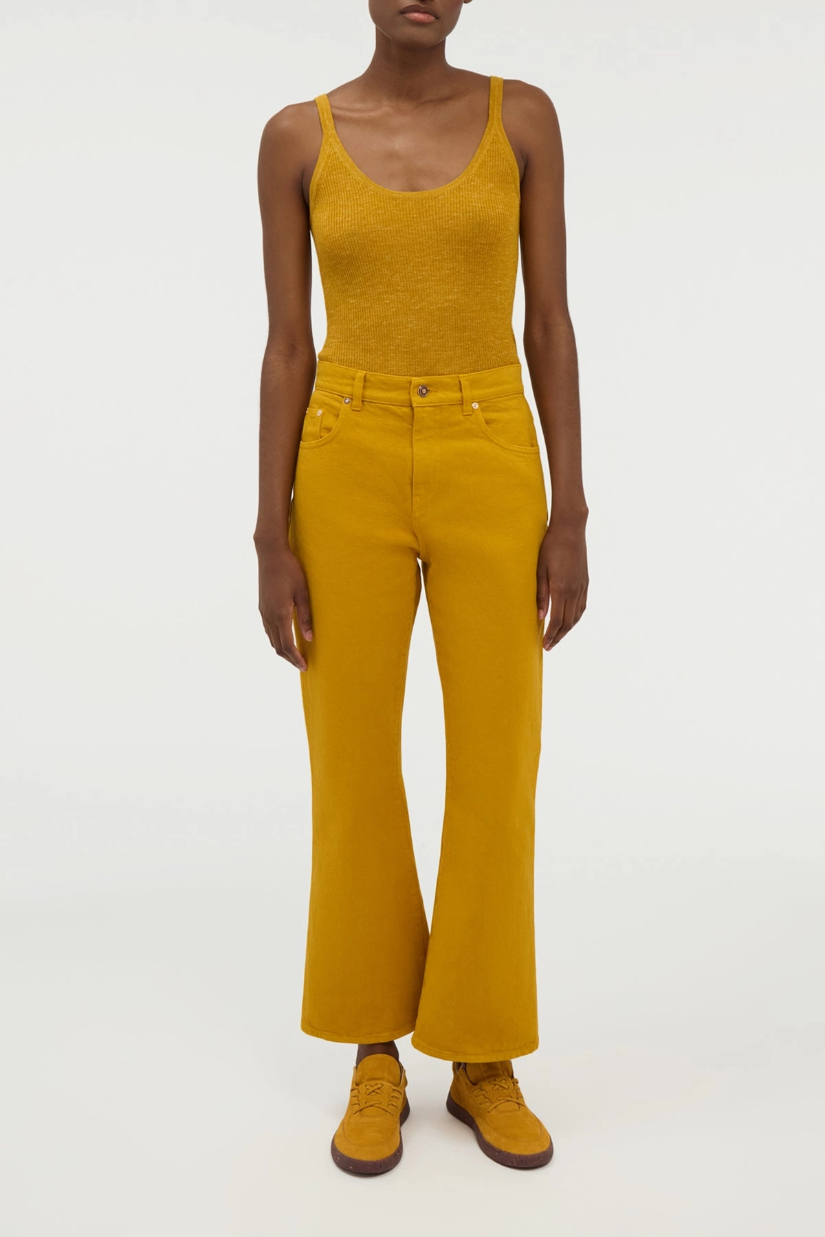 Cinxia Knit Tank Top in Golden Birch Cashmere Silk with Hemp Fresh Warmth