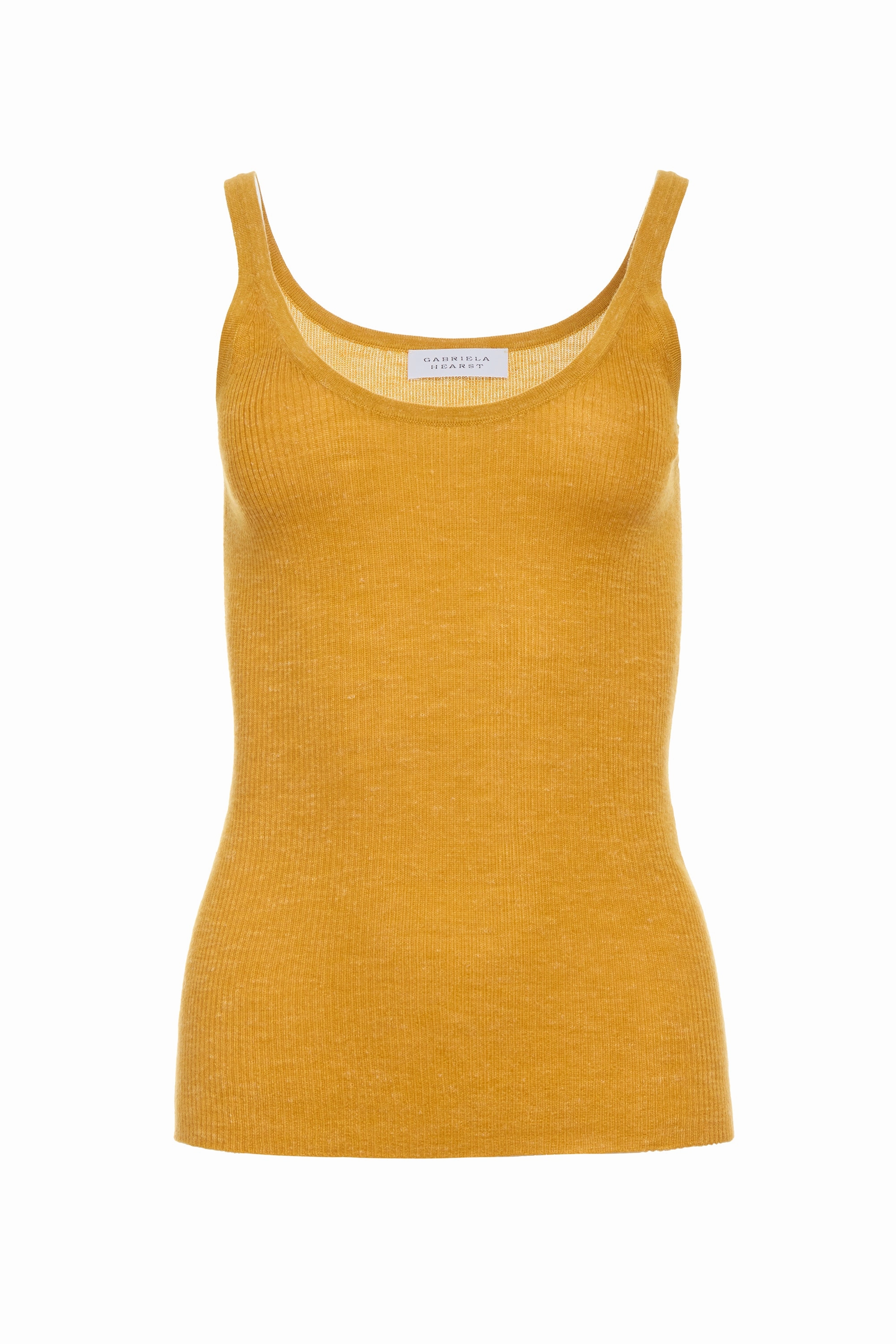 Soft Piece Cozy Design Cinxia Knit Tank Top in Golden Birch Cashmere Silk with Hemp