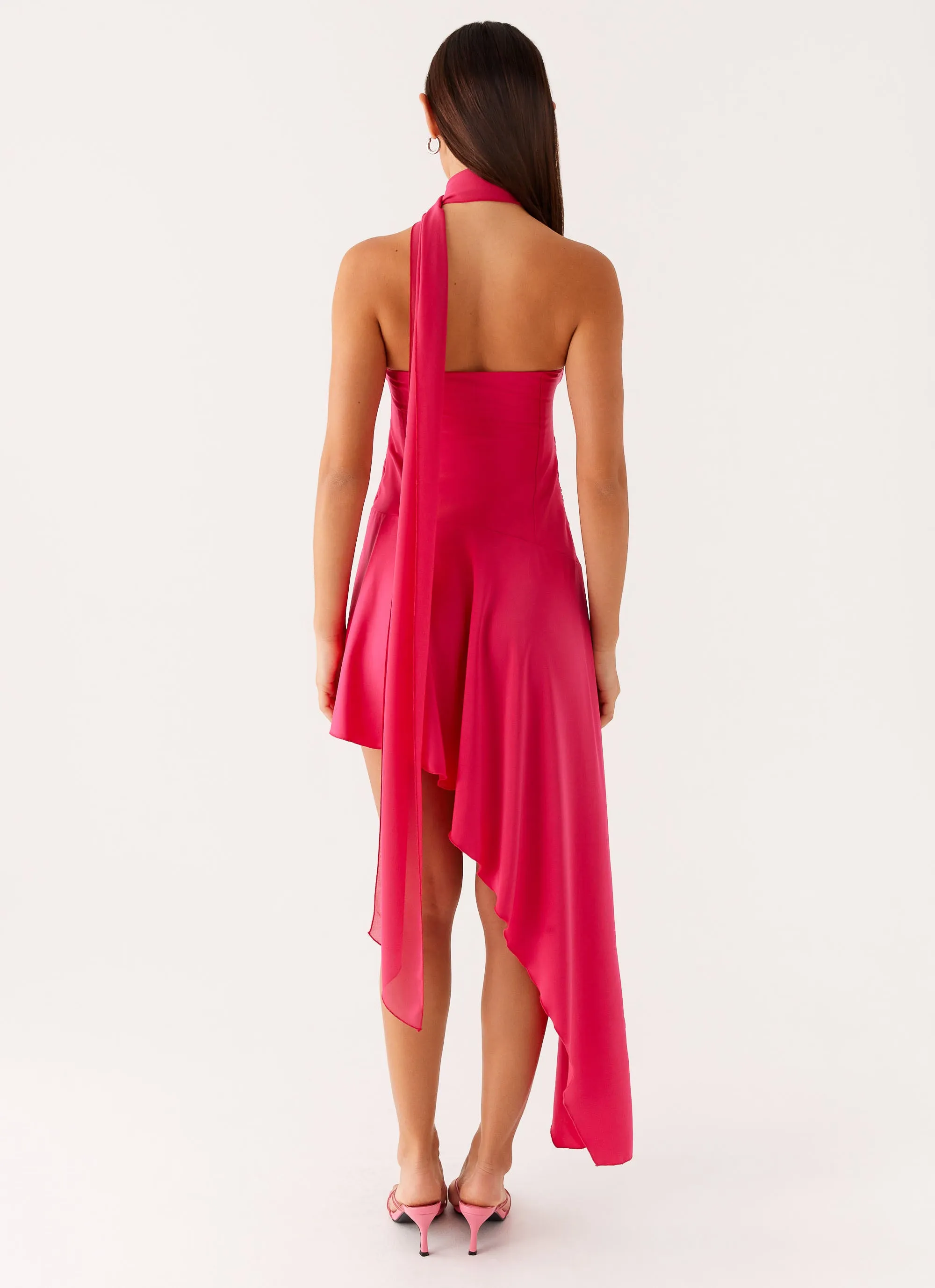 Circa Scarf Midi Dress - Hot Pink Classic Motion