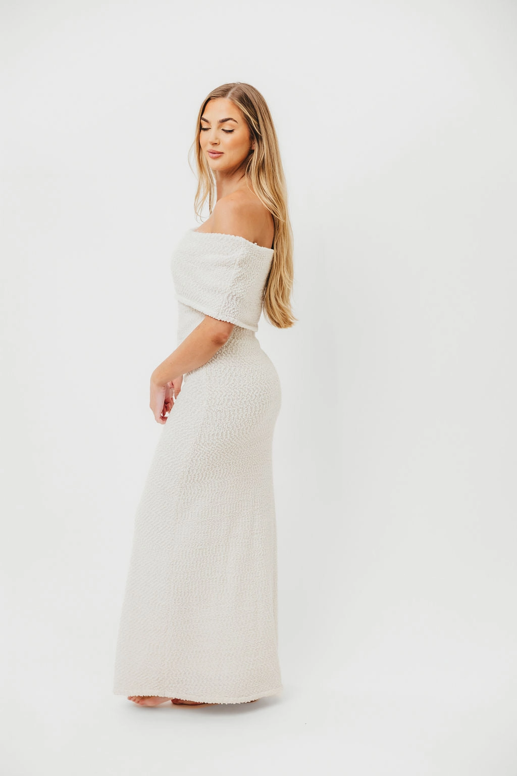 Functional Fit Polished and Elegant Brit Maxi Dress in Cream