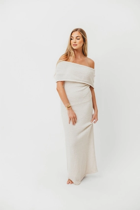 Brit Maxi Dress in Cream Work Fit