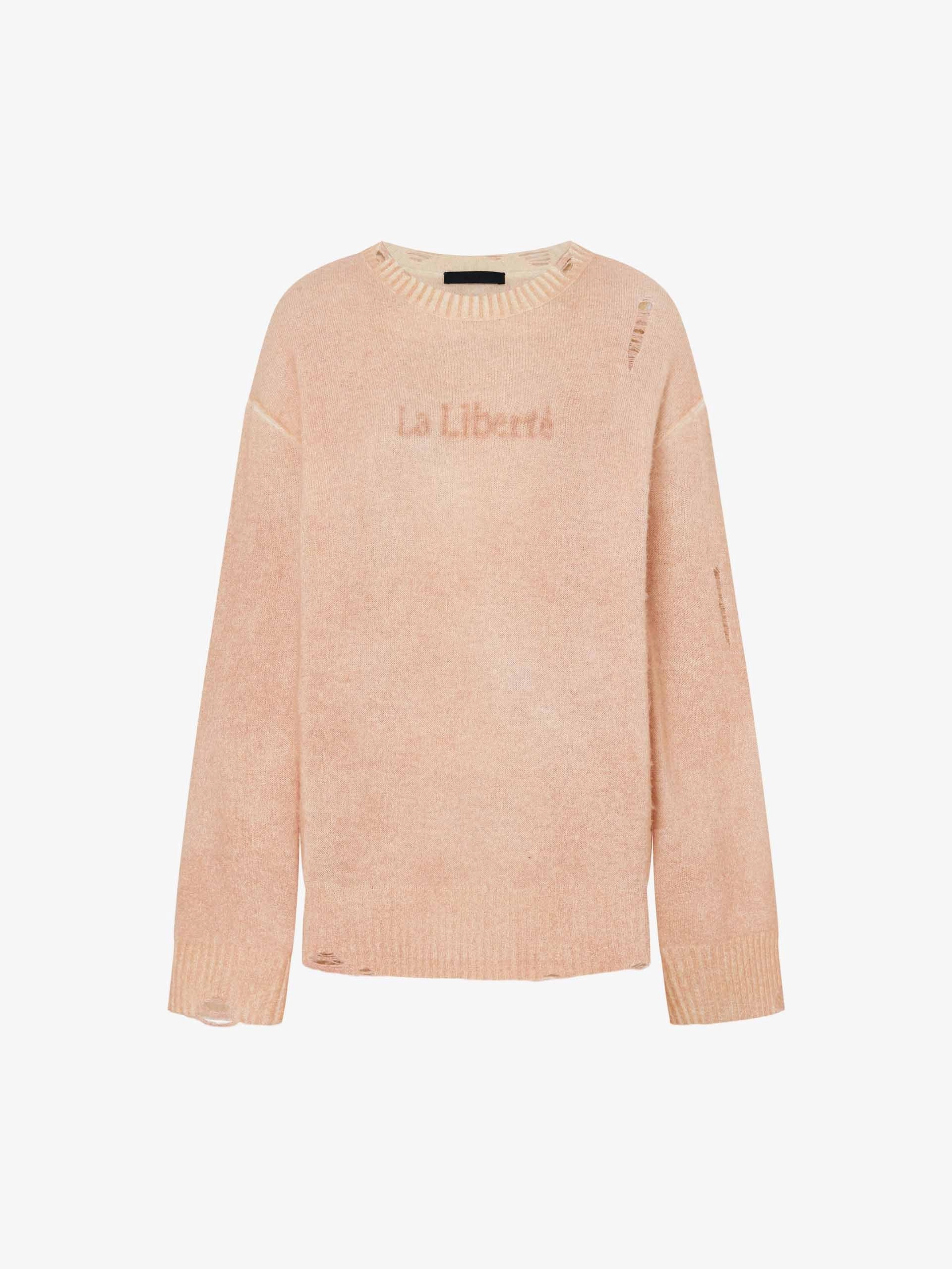 Faded Distressed Sweater Classic Shape Texture Detail