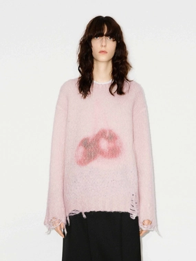 Simple Trend HighDensity Weave Ripped Detail Fluffy Sweater