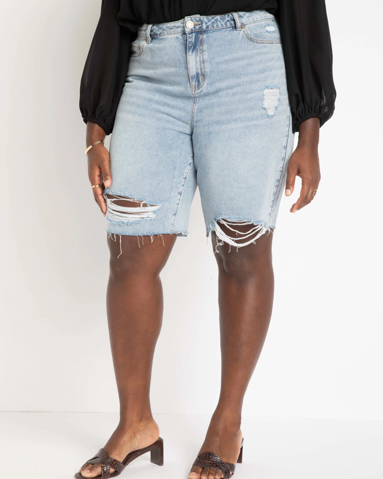 Bartack Stitching Morning Stroll Music Event Office Wear City Shorts | Light Wash