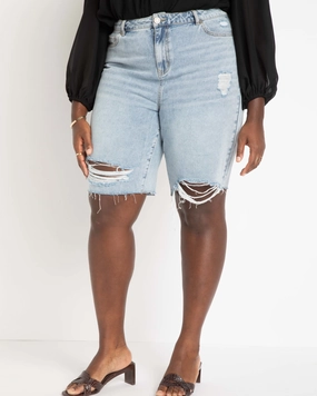 Bartack Stitching Morning Stroll Music Event Office Wear City Shorts | Light Wash