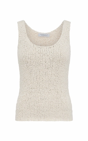 Flynn Knit Tank Top in Ivory Silk Boucle Go-To Fit Breathable Texture