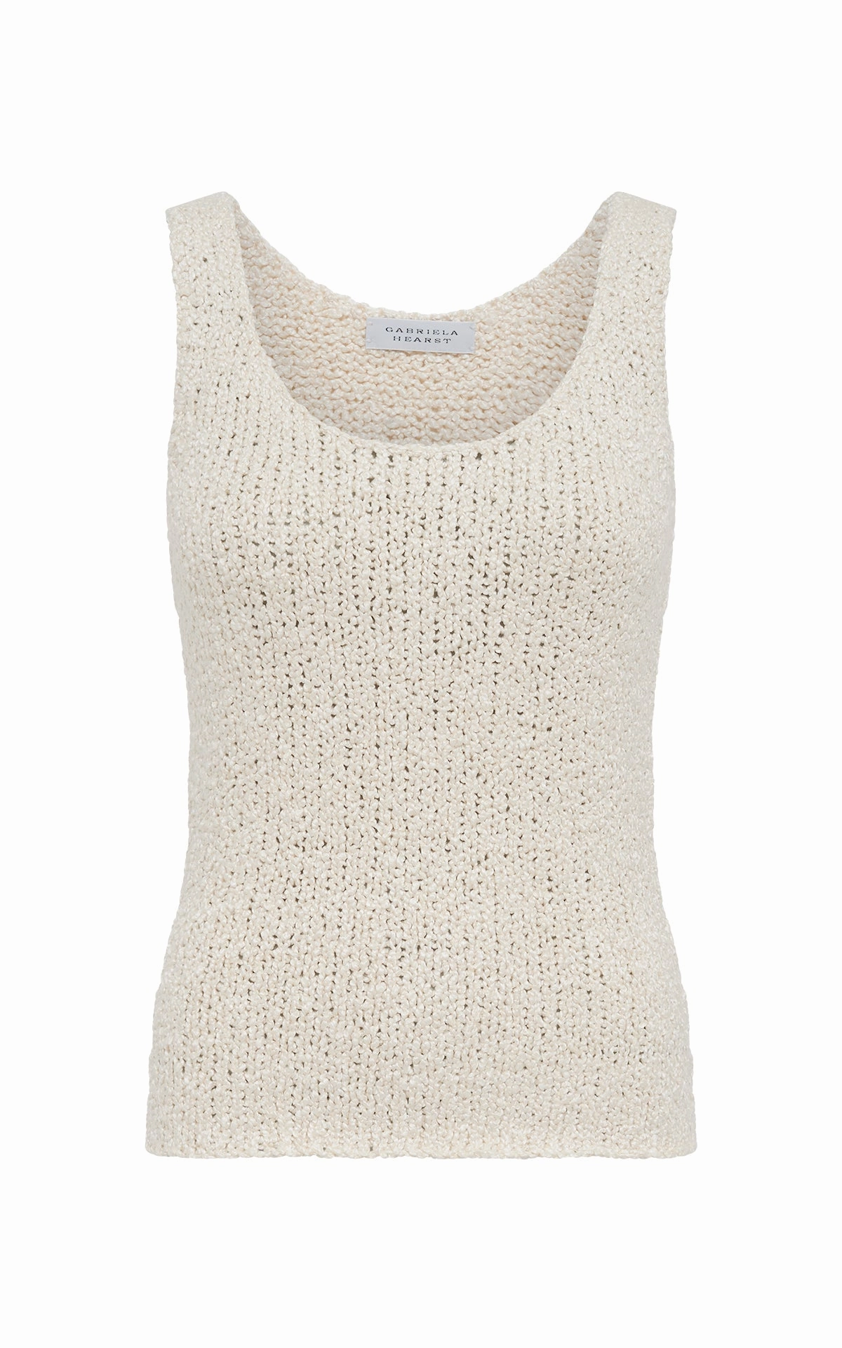 Flynn Knit Tank Top in Ivory Silk Boucle Go-To Fit Breathable Texture