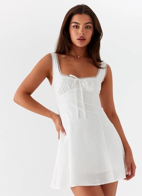 Rowena Mini Dress - White Pleated-Skirt