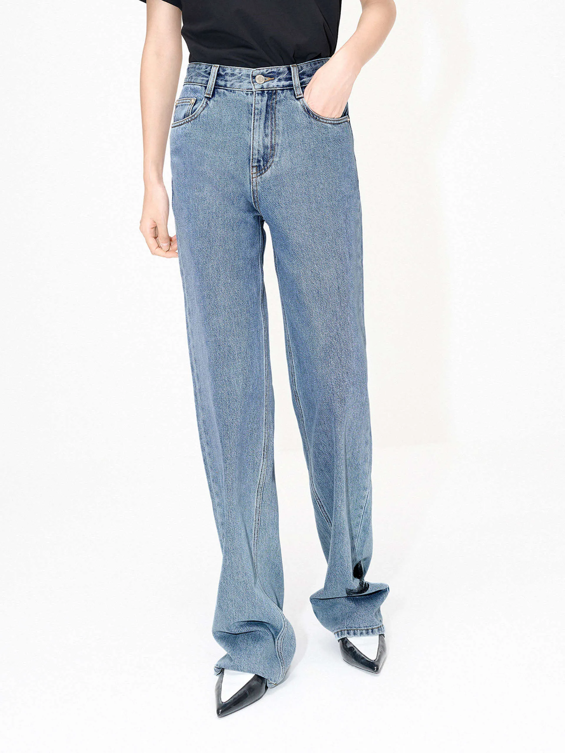 Straight Bowknot Details Jeans Versatile Everyday Wear Closet Must