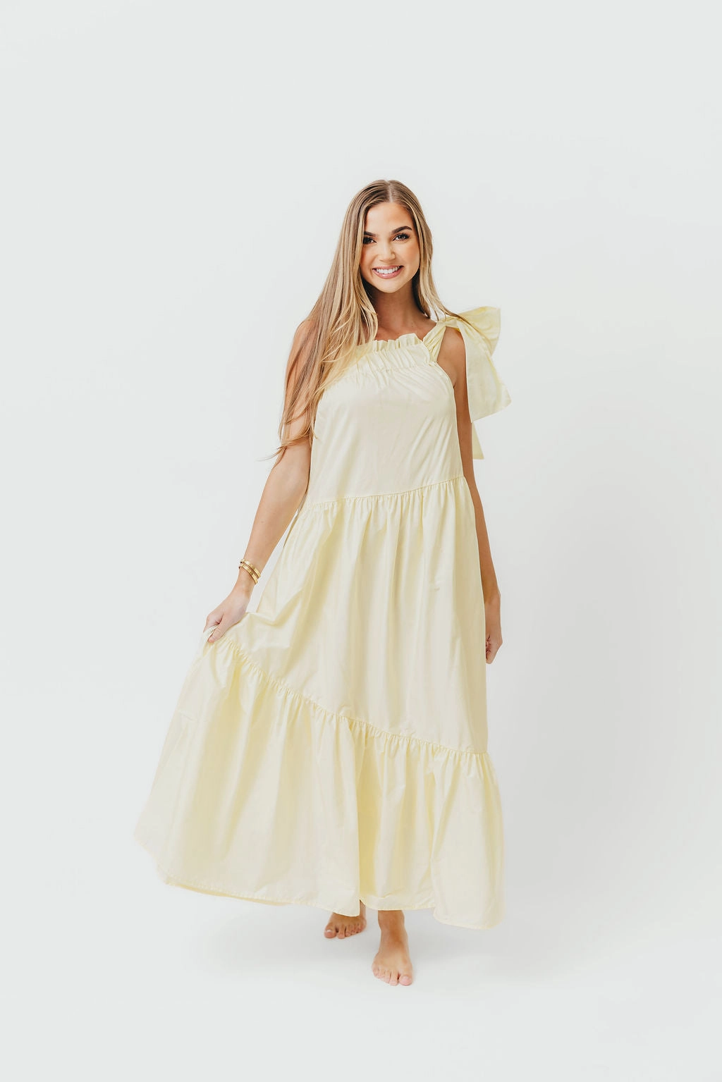Jordan One-Shoulder Maxi Dress in Vanilla - Bump Friendly *Final-Sale* Fashionable Wear Elegant Layering