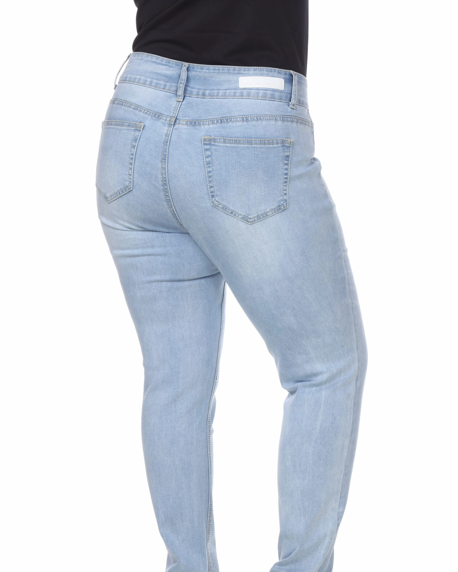 Super Stretch Denim | Light Blue Flex Knit Waist Panel Office Wear Weekend Warrior Trend Setter
