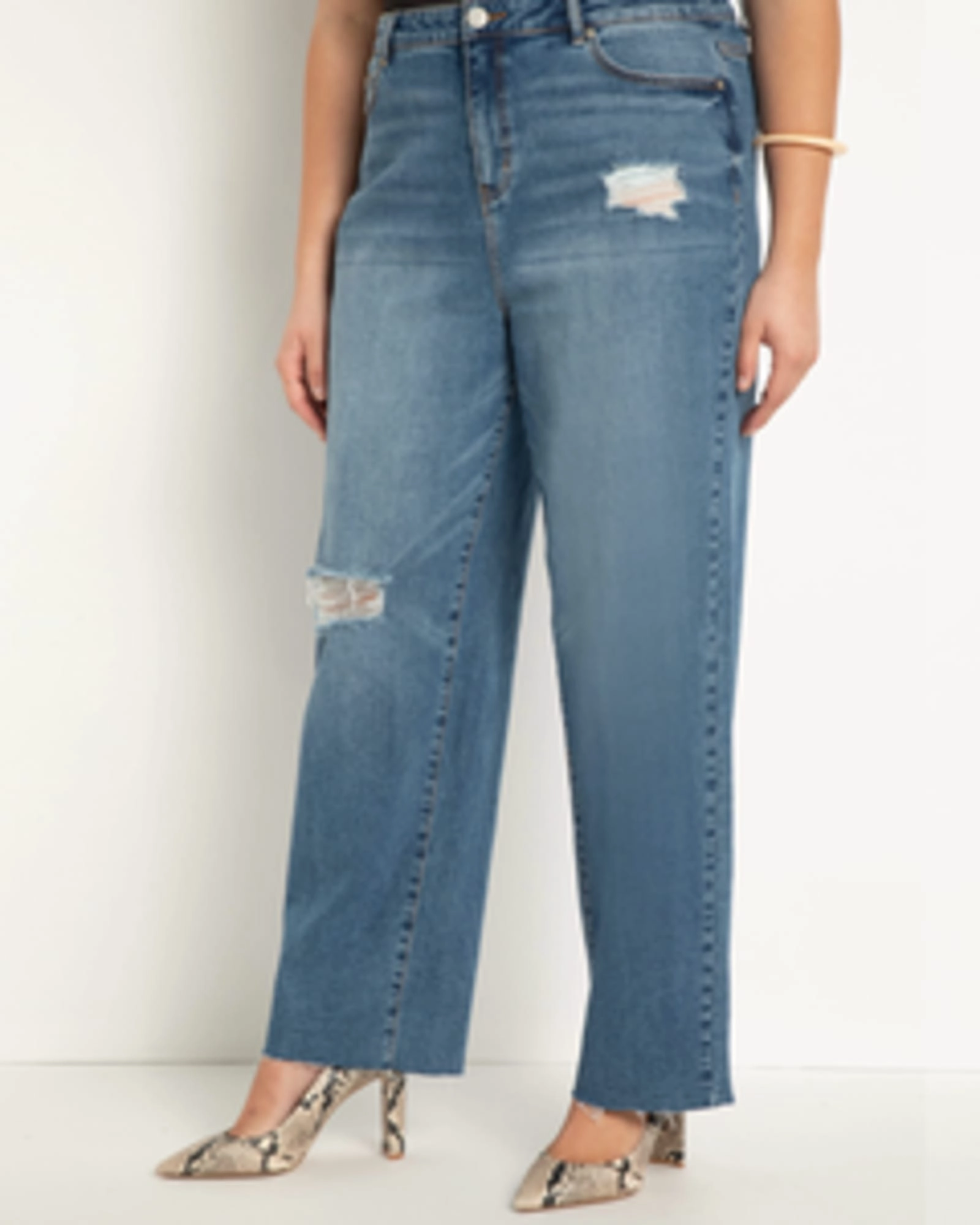 Classic Fit Distressed Straight Leg Jean | Medium Wash premium design