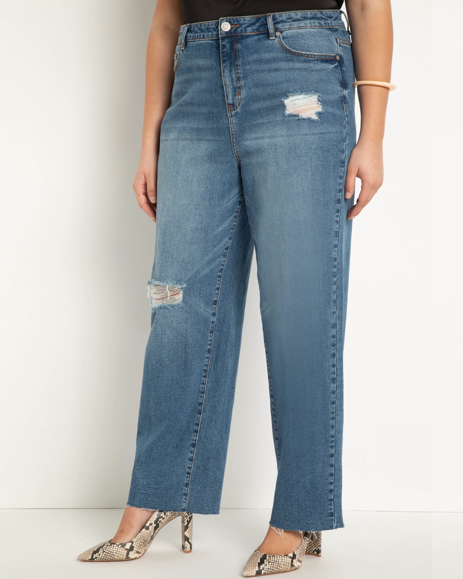 Classic Fit Distressed Straight Leg Jean | Medium Wash Easy Pairing
