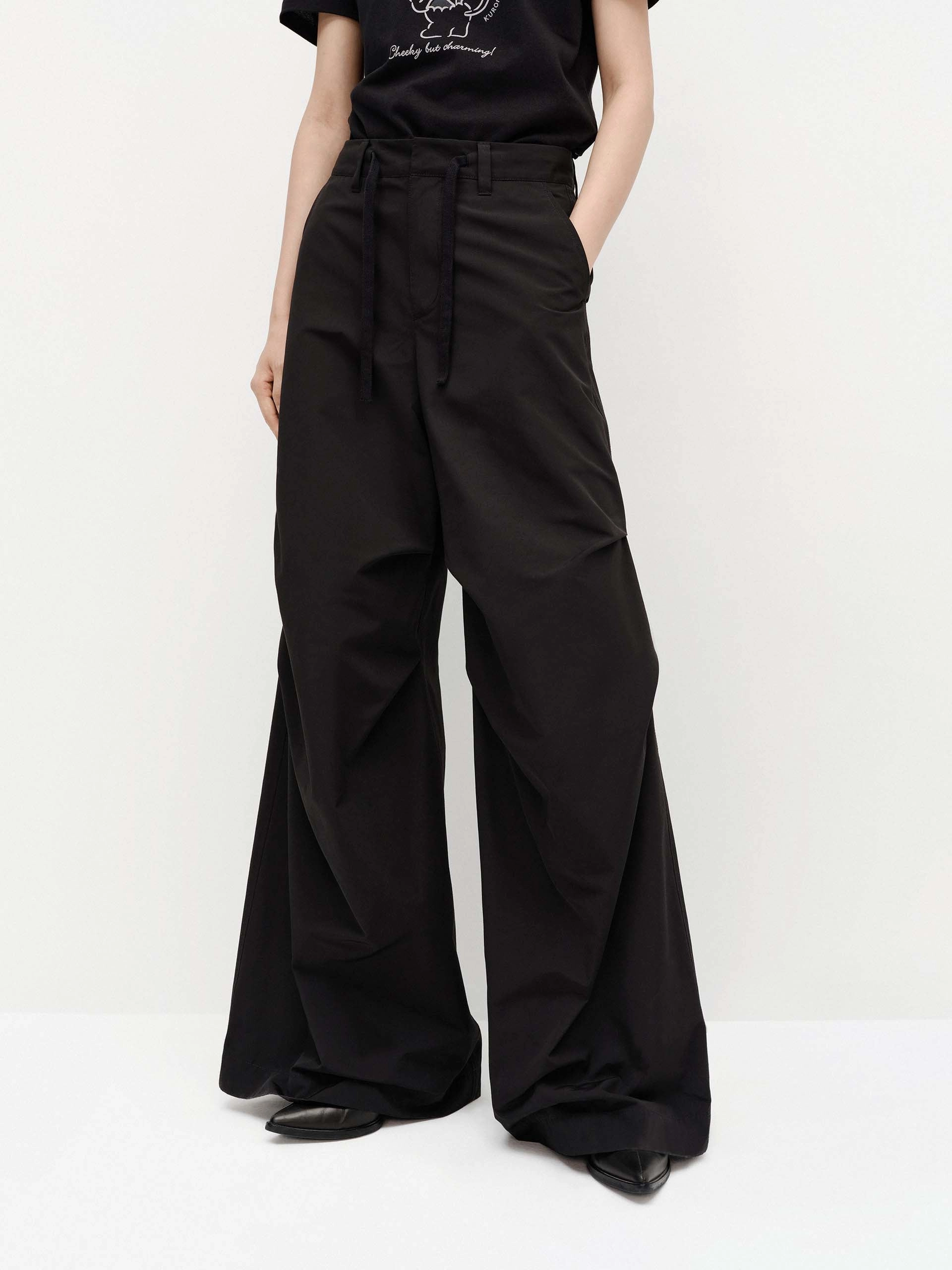 FlexibleKnees AdjustableTabs Pleated Wide Leg Cargo Pants