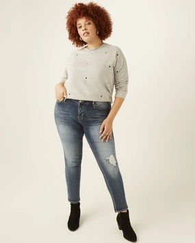 Nicola Distressed Skinny Jean | Dark Wash Strong Stitch