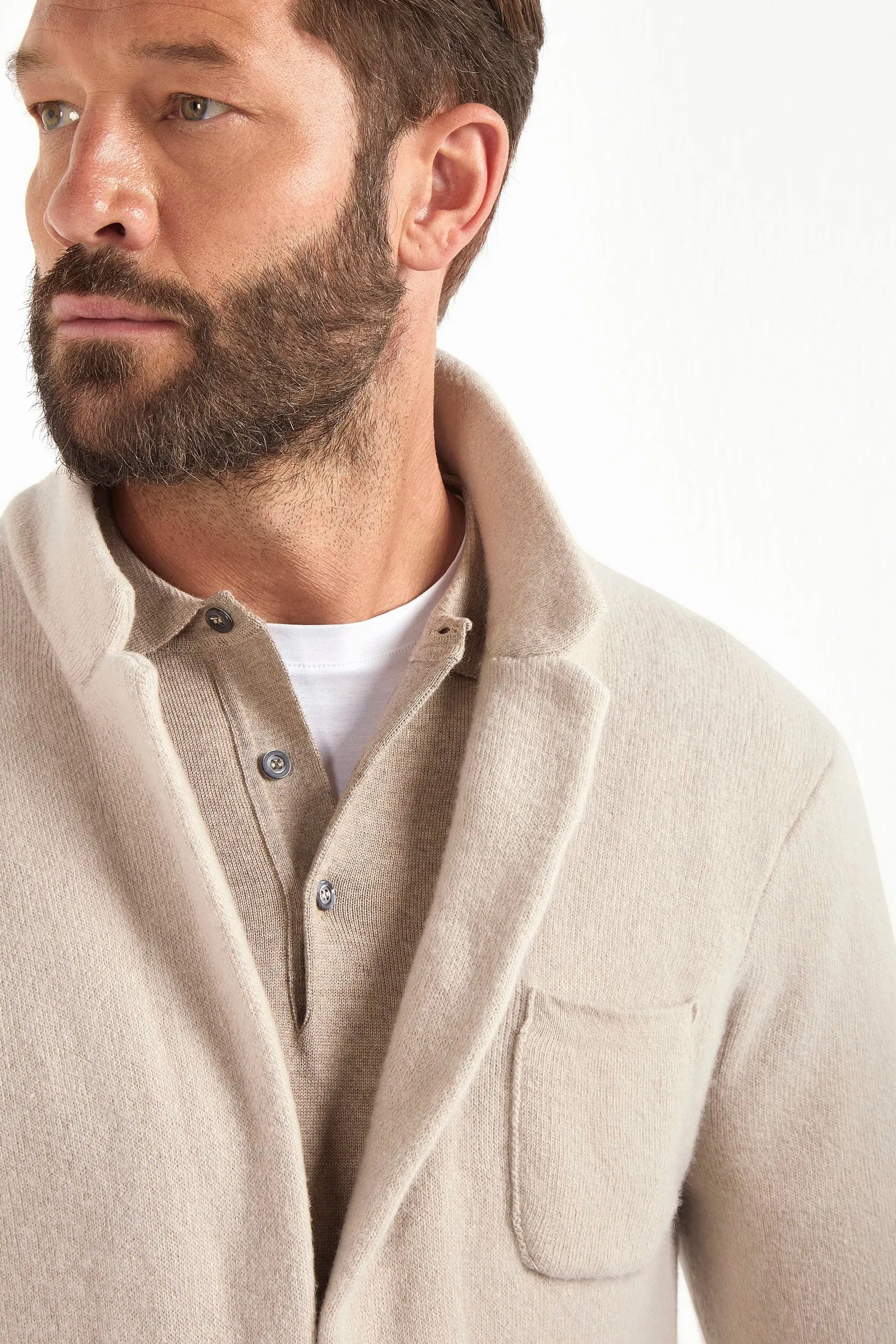 LanolinFree Wool Processing Lightweight insulation Stone knitted jacket ?C wool and cashmere ?C Made in Italy