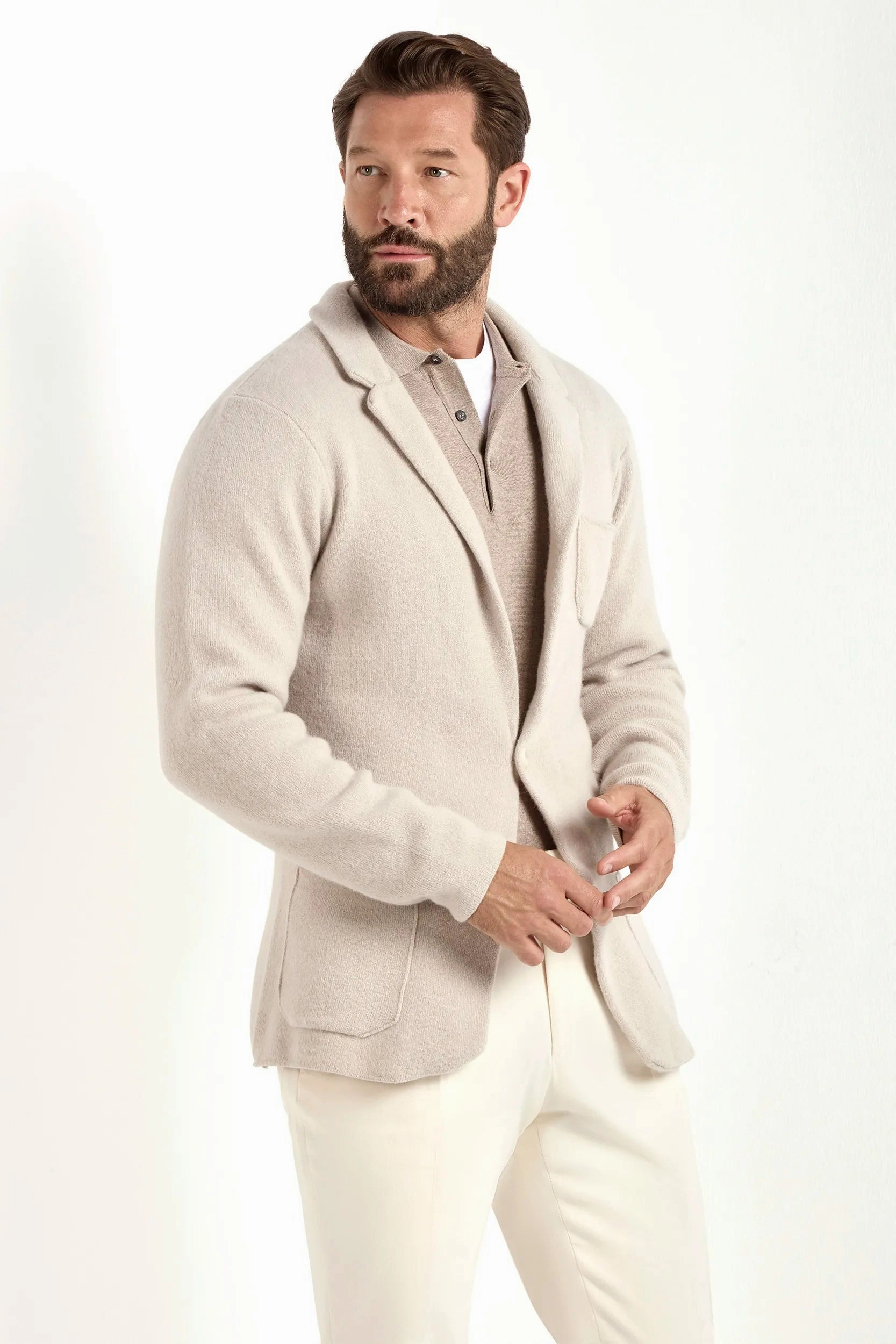 Surface Pilling Resistant Urban Warmth Stone knitted jacket ?C wool and cashmere ?C Made in Italy