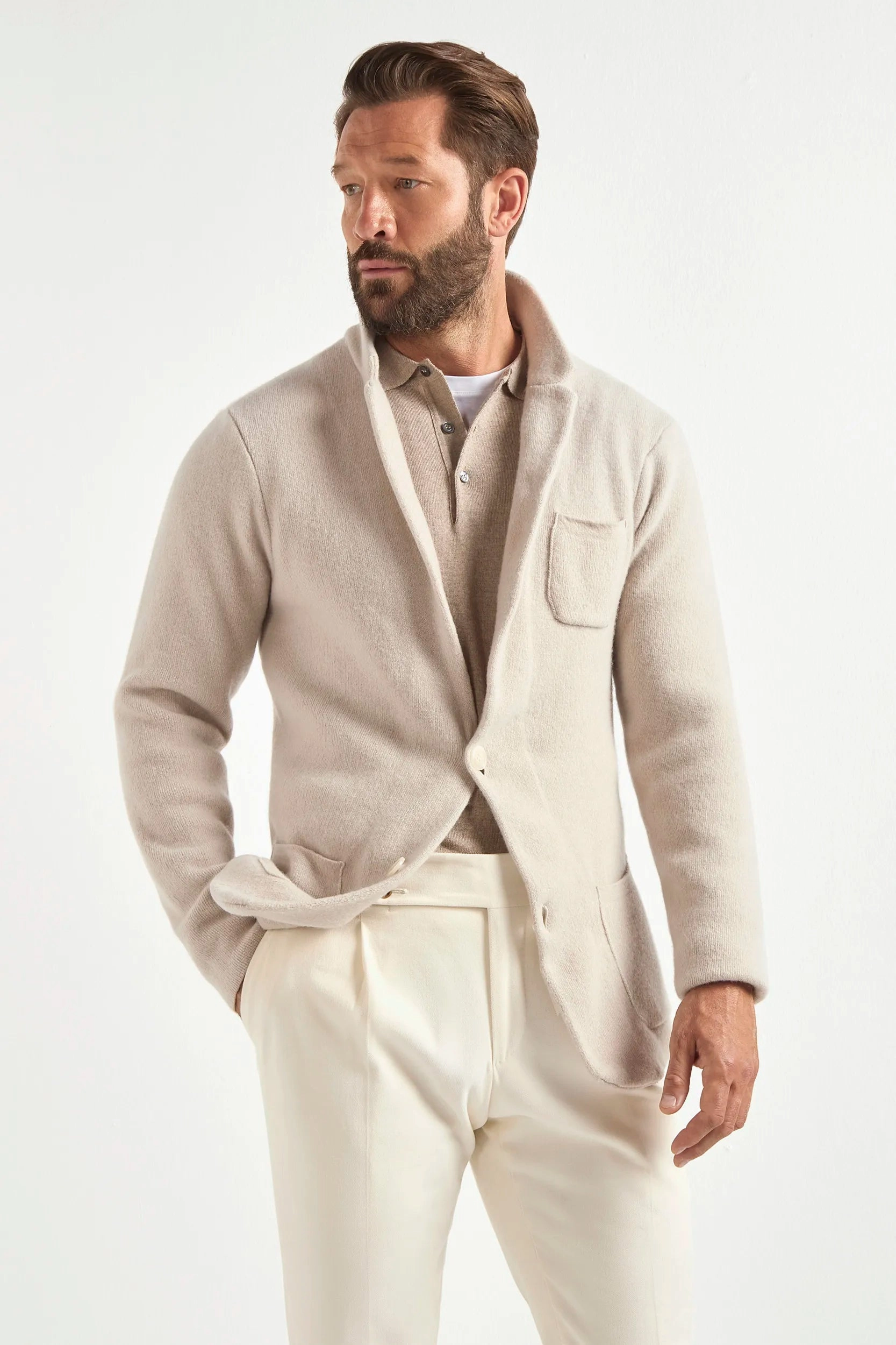 Stone knitted jacket ?C wool and cashmere ?C Made in Italy Fresh Outfit Understated Charm