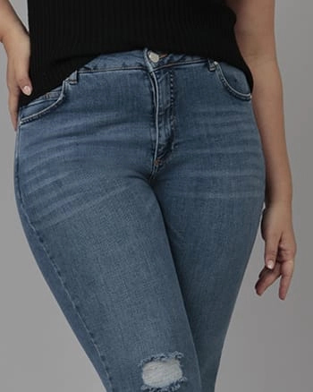 Women's BILLIE-DIS High Rise Bootcut Jeans | Dim Sky Effortless Waist Slim Design