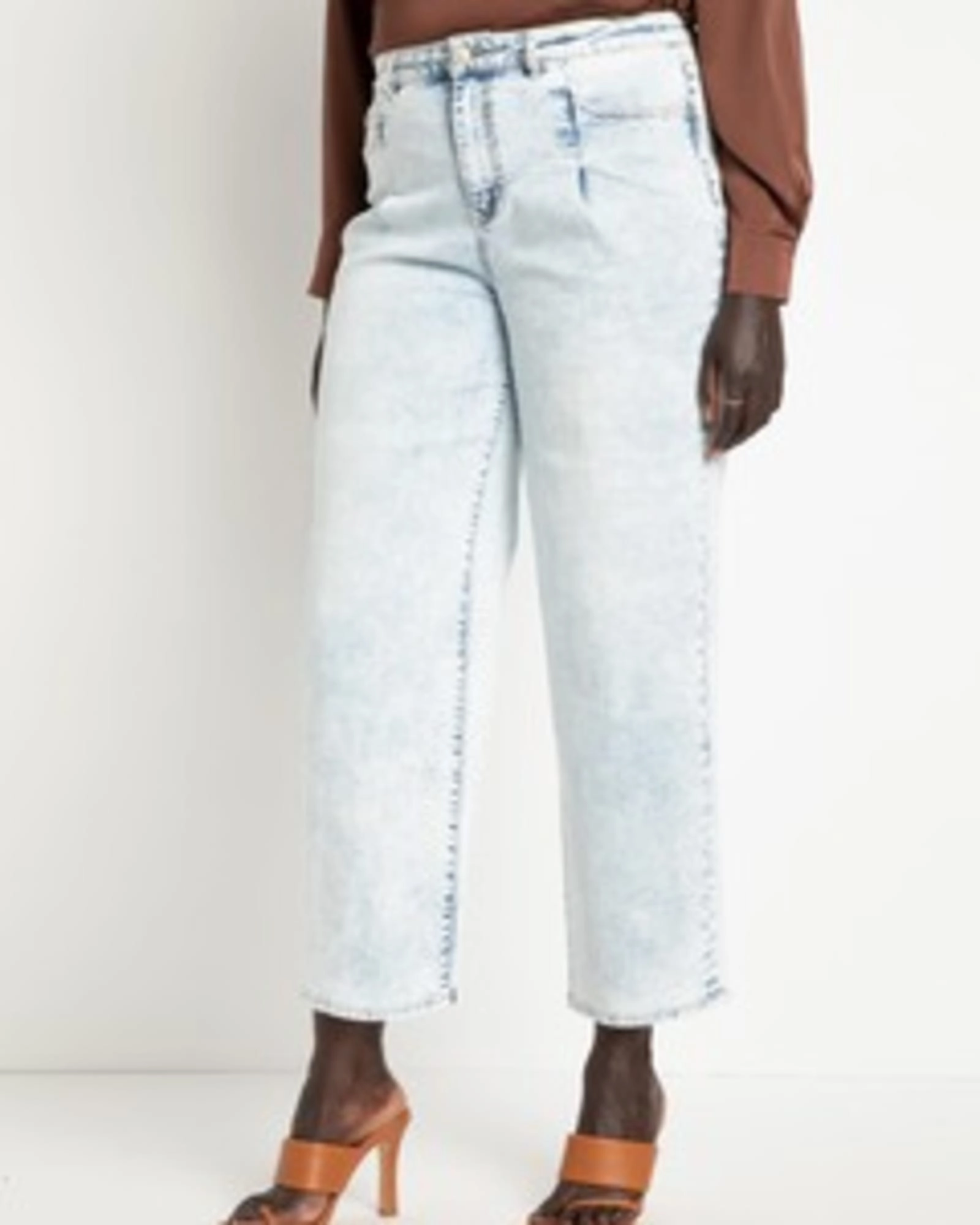 Audrey Pleated Straight Leg Jeans | Light Wash Youth Style Office Wear Lifestyle Outfit