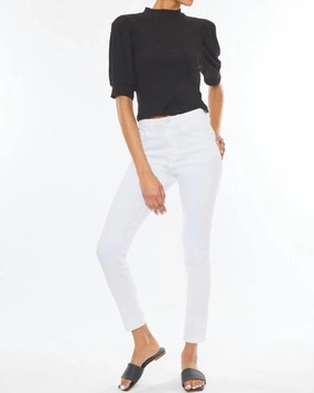 Stretch Free Fit Artist Vibe Weekend Warrior Gym Ready Annabelle High Rise Super Skinny Jeans in White | White