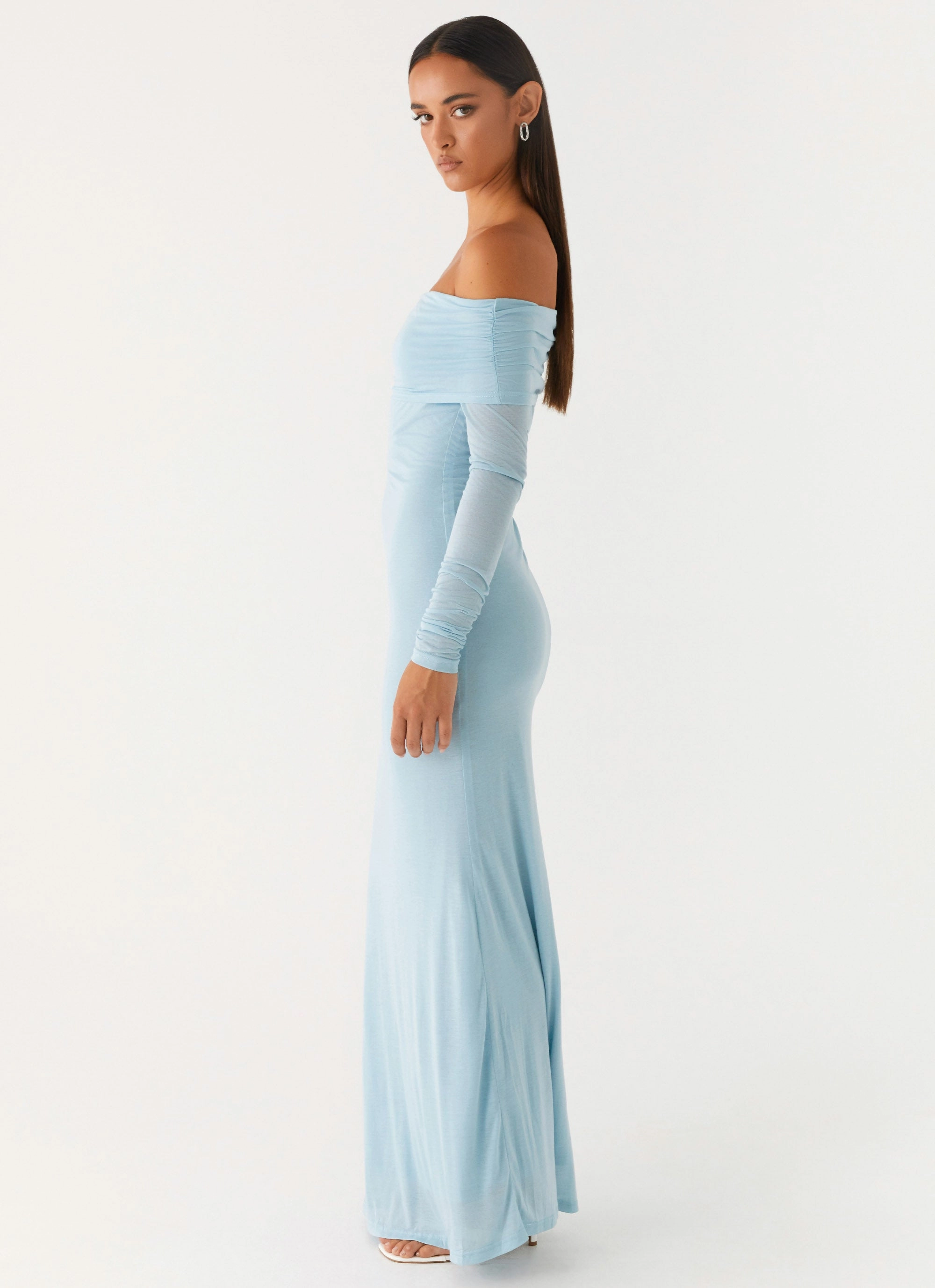 Everyday Piece Light Finish Cocoa Long Sleeve Maxi Dress - Blue