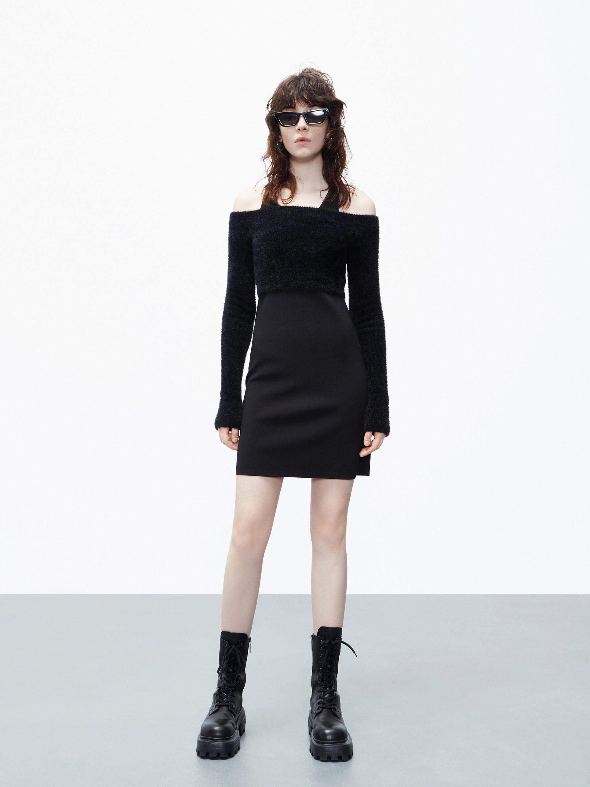 Cold Shoulder Dress Set Drawstring-Closure