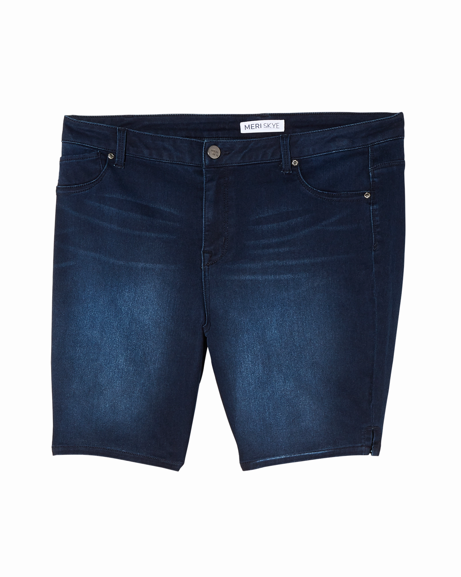 Simple Layers Low Effort Coleman Bermuda Short with Slit Detail | Dark Wash