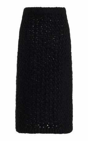 Cold Day Trendy pick Collin Knit Midi Skirt in Black Welfat Cashmere