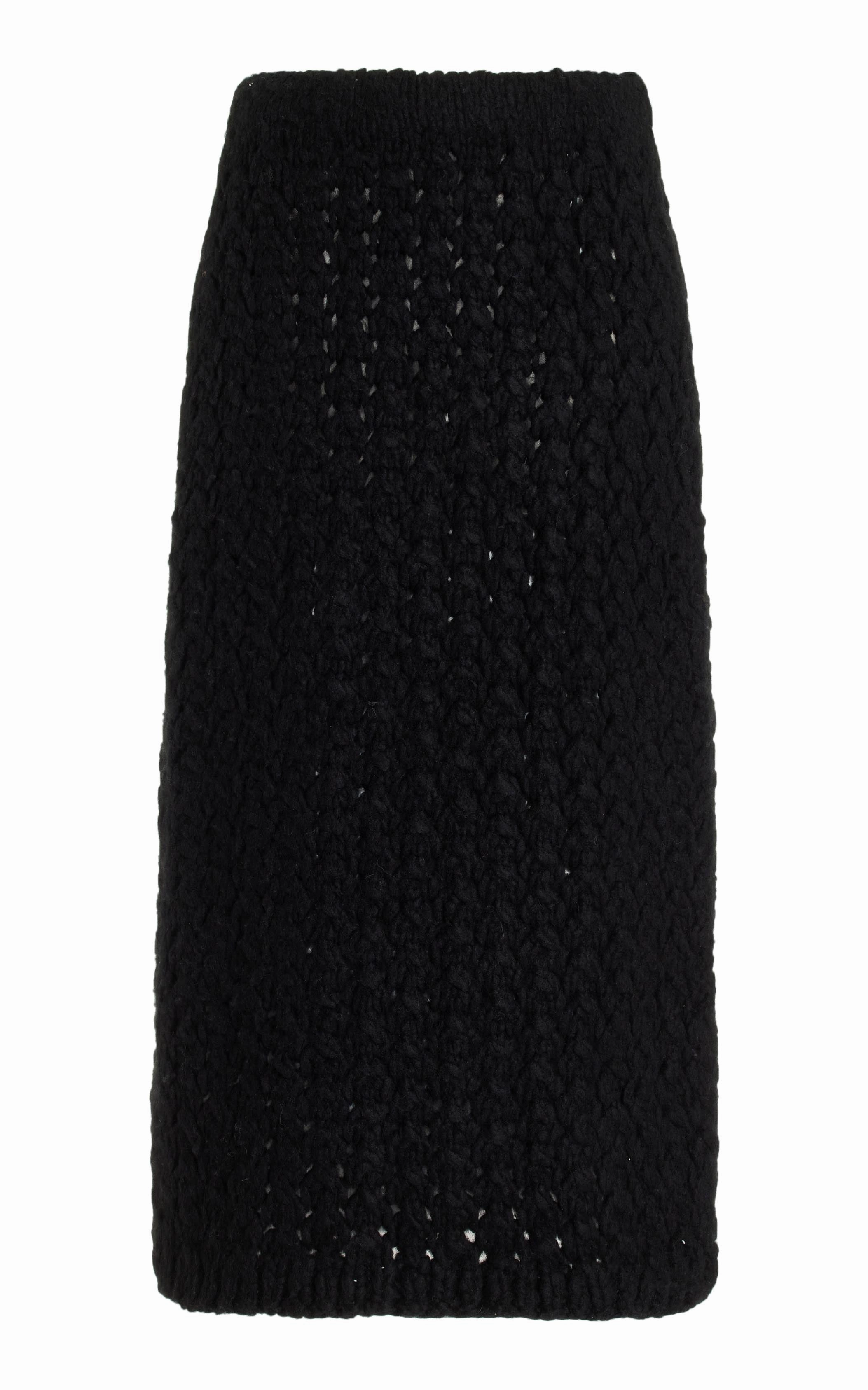 Cold Day Trendy pick Collin Knit Midi Skirt in Black Welfat Cashmere