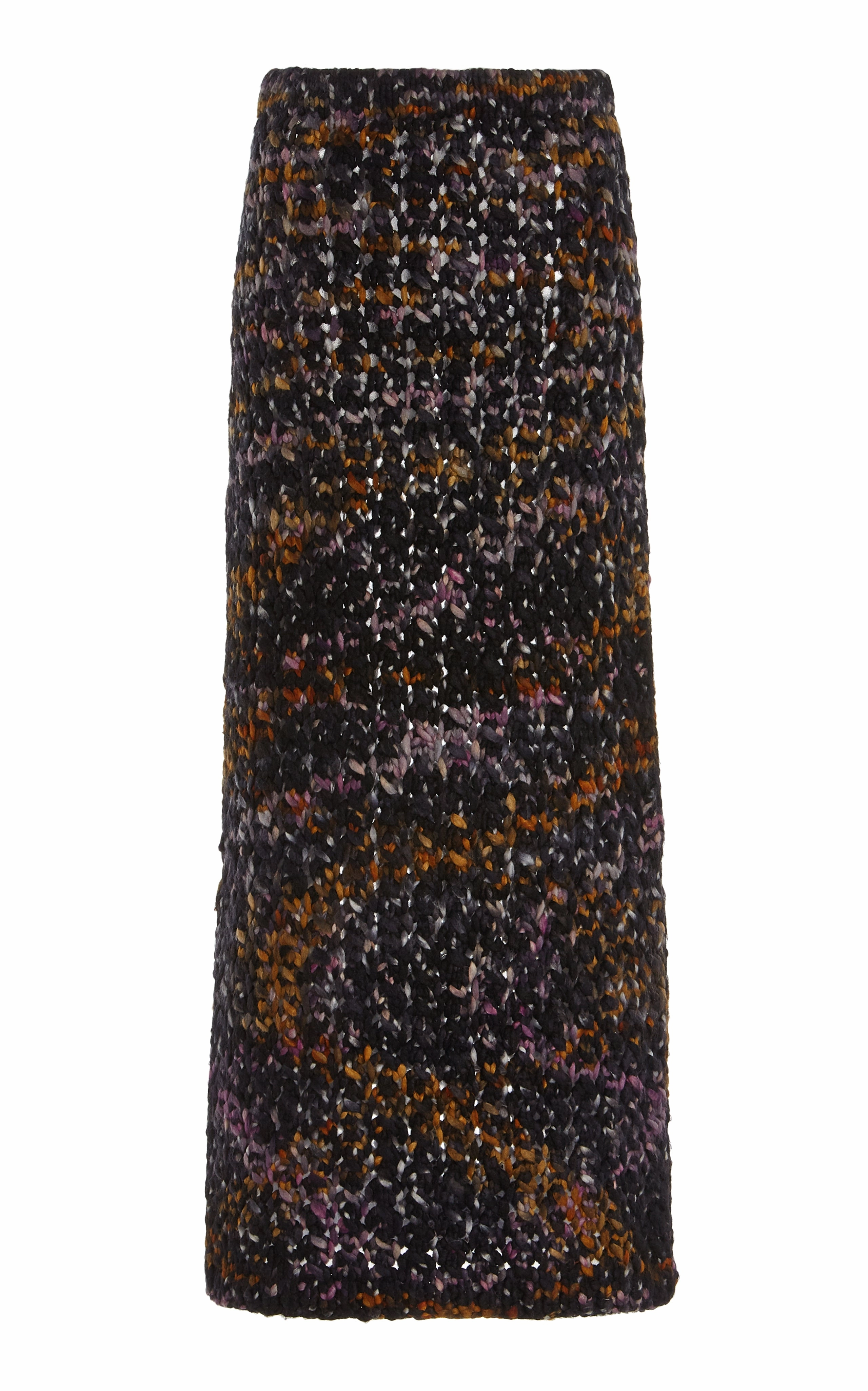 Collin Knit Midi Skirt in Space Dye Black Multi Welfat Cashmere MoistureWicking
