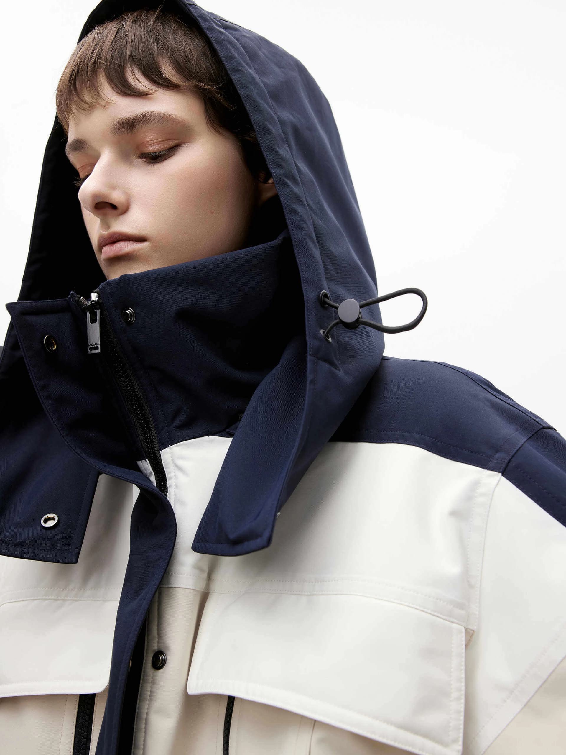 Color Block Hooded Down Jacket Chill Commute Fit