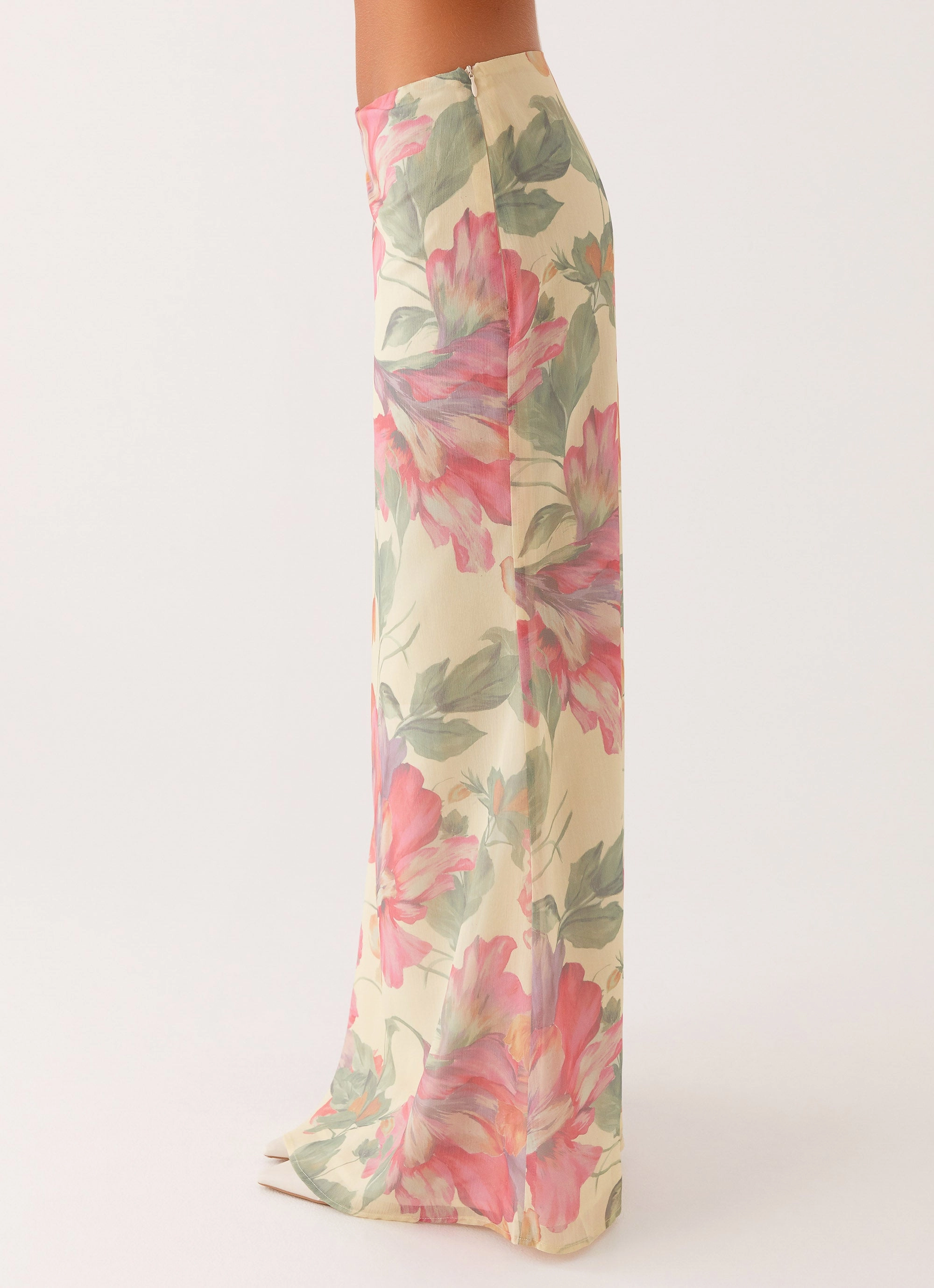 Soulful Low Rise Maxi Skirt - Yellow Peony Mid Length