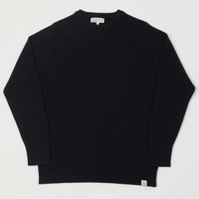 Simple Layer Merz b. Schwanen 'Good Basics' Ribbed Merino Wool Pullover - Dark Navy